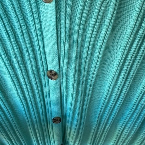 NWT Free People Skinny Light Torquoise Ribbed Maxi Cardigan - Picture 5 of 9